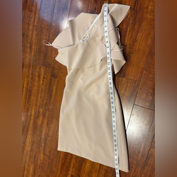 Elizabeth and James one shoulder pink ruffle sheath Jerard ponte Dress size 2 - Picture 15 of 16